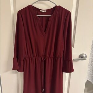 Maurices Red V-Neck Sundress with Bell Sleeves